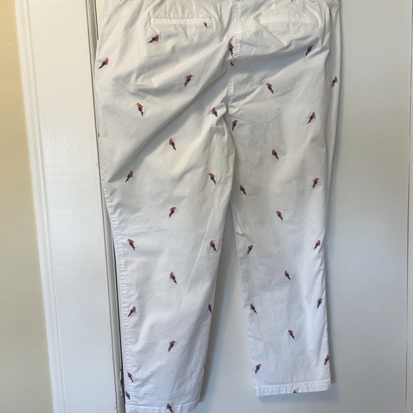 Talbots Pants Parrot Embroidered Relaxed Chino White Cotton Plus Size 16WPetite - Picture 7 of 16